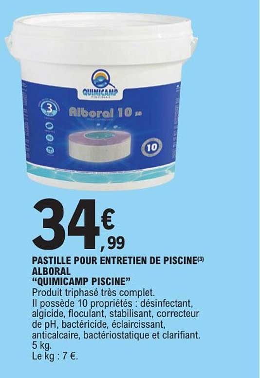 PASTILLE POUR ENTRETIEN DE PISCINE(3) ALBORAL “QUIMICAMP PISCINE”