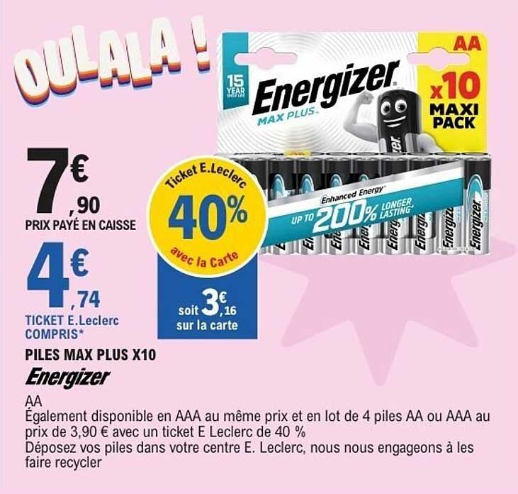 Piles Max Plus x10 Energizer