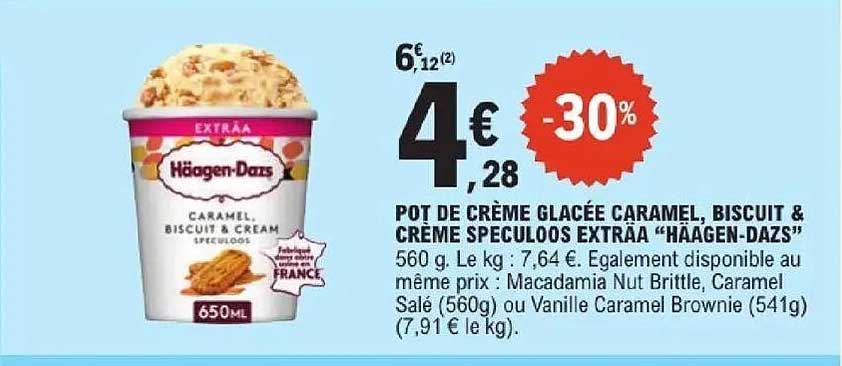 POT DE CRÈME GLACÉE CARAMEL, BISCUIT & CRÈME SPECULOOS EXTRA “HAAGEN-DAZS”