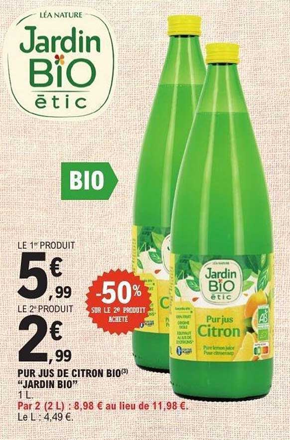 Pur jus de citron bio “Jardin Bio” 1 L