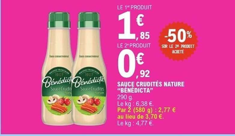 SAUCE CRUDITÉS NATURE “BÉNÉDICTA”