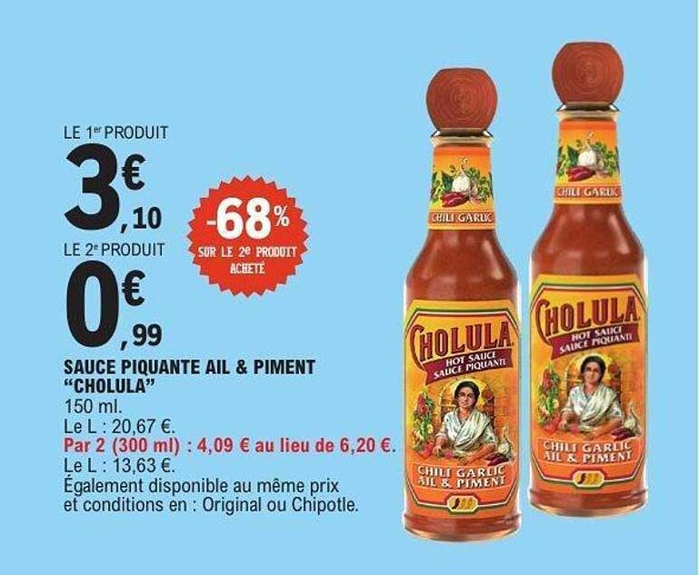 SAUCE PIQUANTE AIL & PIMENT “CHOLULA”