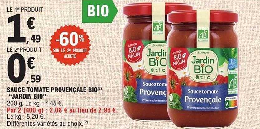 SAUCE TOMATE PROVENÇALE BIO “JARDIN BIO”
