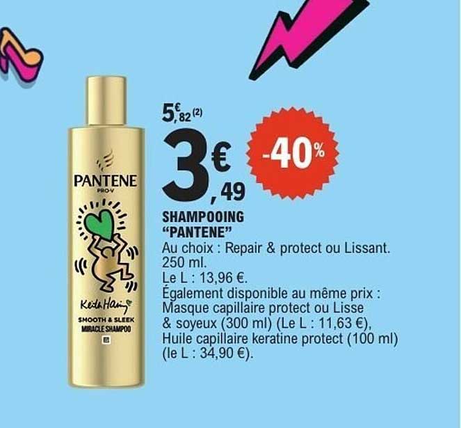 SHAMPOOING “PANTENE” Au choix : Repair & protect ou Lissant. 250 ml.