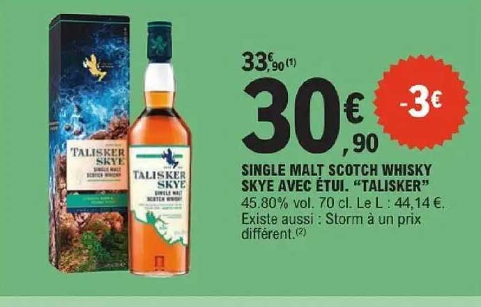 Single malt scotch whisky Skye avec étui. “Talisker”
