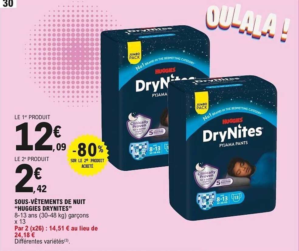 SOUS-VÊTEMENTS DE NUIT “HUGGIES DRYNITES”