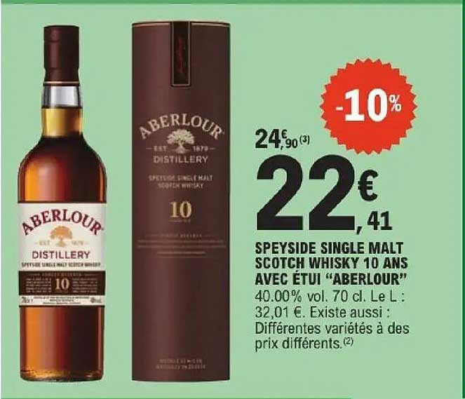 SPEYSIDE SINGLE MALT SCOTCH WHISKY 10 AVEC ÉTUI “ABERLOUR”