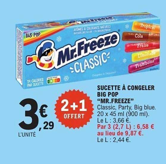 SUCETTE À CONGELER BIG POP “MR.FREEZE” Classic, Party, Big blue. 20 x 45 ml (900 ml).