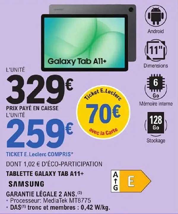 TABLETTE GALAXY TAB A11+ SAMSUNG