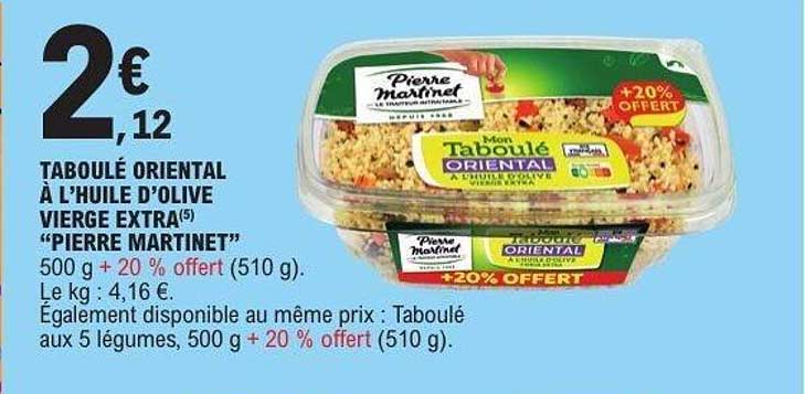 TABOULÉ ORIENTAL À L’HUILE D’OLIVE VIERGE EXTRA “PIERRE MARTINET”