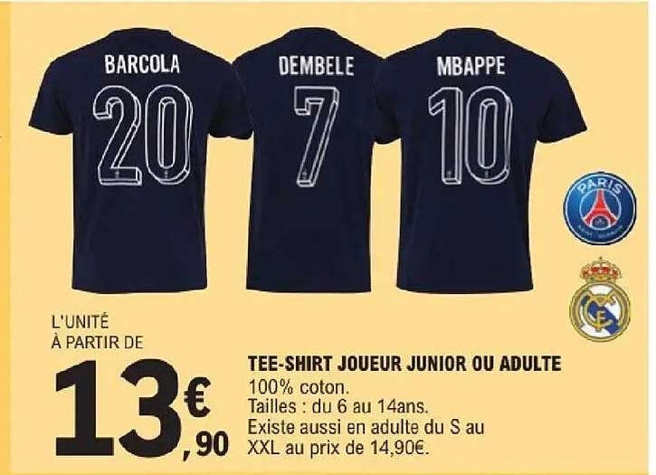 TEE-SHIRT JOUEUR JUNIOR OU ADULTE