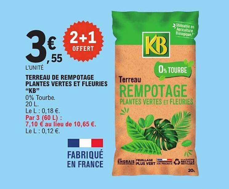 Terreau de rempotage plantes vertes et fleuries "KB"
