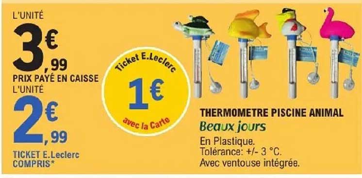 THERMOMETRE PISCINE ANIMAL Beaux jours