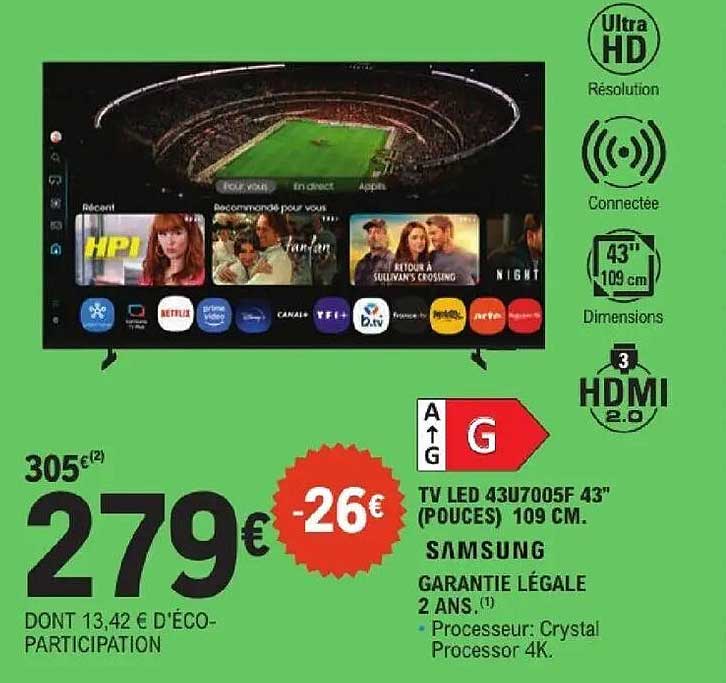 TV LED 43U7005F 43" (POUCES) 109 CM. SAMSUNG