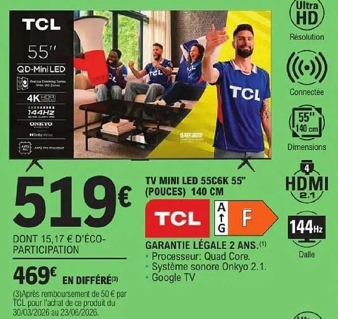 TV MINI LED 55C6K 55" (POUCES) 140 CM
