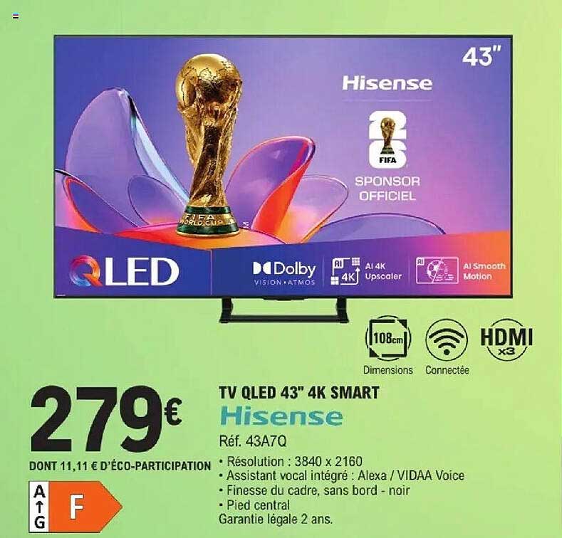 TV QLED 43" 4K SMART Hisense
