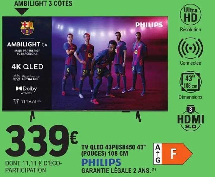 TV QLED 43PUS8450 43" (POUCES) 108 CM PHILIPS