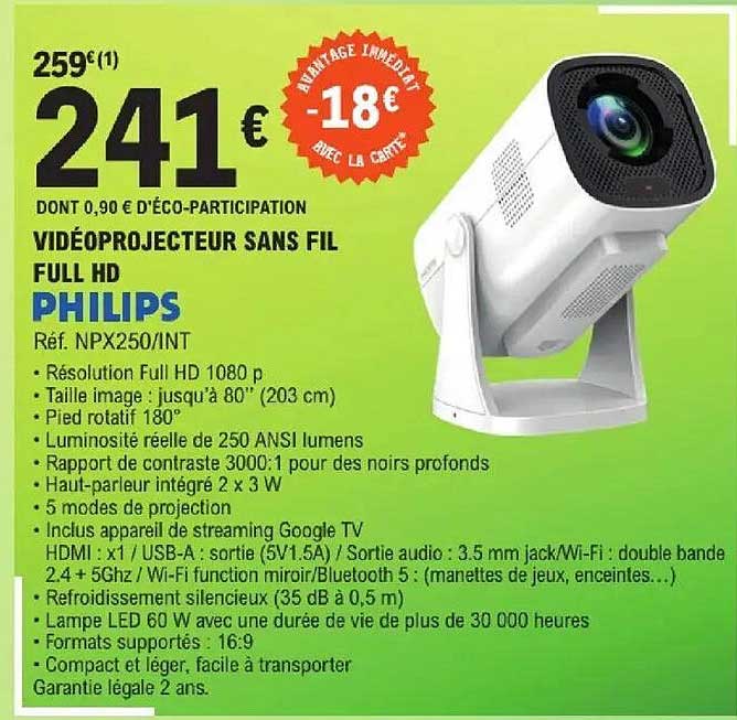 VIDÉOPROJECTEUR SANS FIL FULL HD PHILIPS