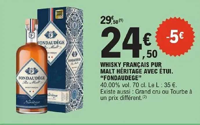 WHISKY FRANÇAIS PUR MALT HÉRITAGE AVEC ÉTUI. “FONDAUDÈGE”