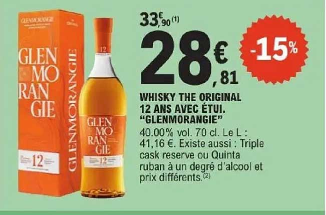WHISKY THE ORIGINAL 12 ANS AVEC ÉTUI, "GLENMORANGIE"