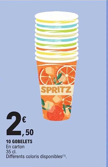 10 GOBELETS SPRITZ - 2,50 €