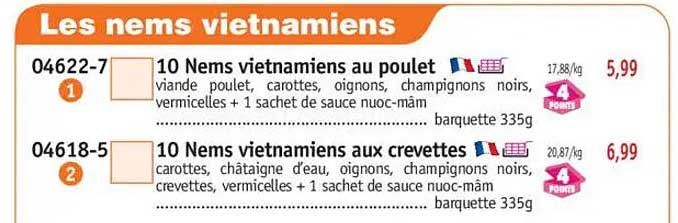 10 Nems vietnamiens au poulet