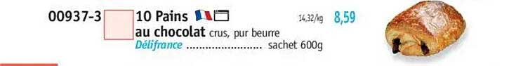 10 Pains au chocolat crus, pur beurre
