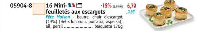 16 Mini-feuilletés aux escargots