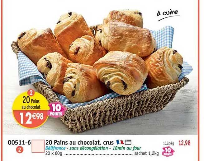 20 Pains au chocolat, crus