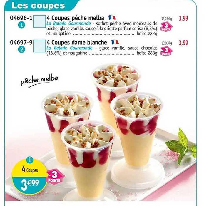 4 Coupes pêche melba