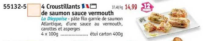 4 Croustillants de saumon sauce vermouth