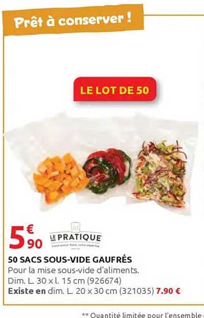 50 SACS SOUS-VIDE GAUFRÉS