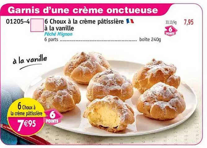 6 Choux à la crème pâtissière à la vanille