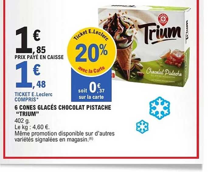 6 CONES GLACÉS CHOCOLAT PISTACHE “TRIUM”