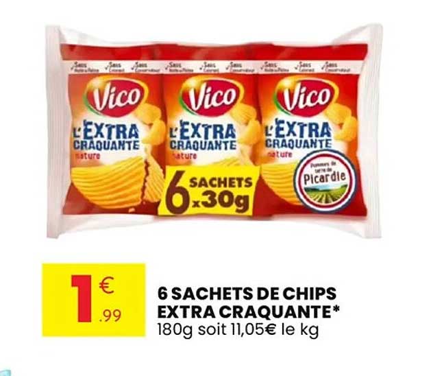 6 SACHETS DE CHIPS EXTRA CRAQUANTE*
