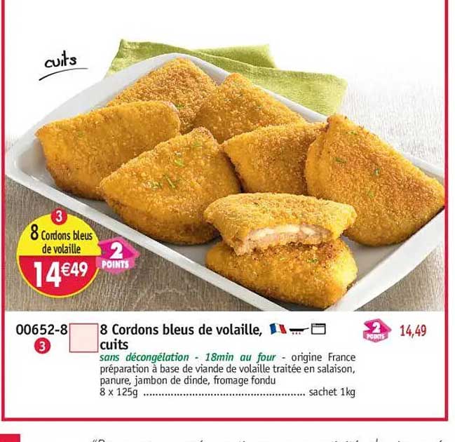 8 Cordons bleus de volaille, cuits