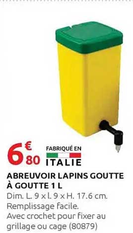 ABREUVOIR LAPINS GOUTTE À GOUTTE 1 L