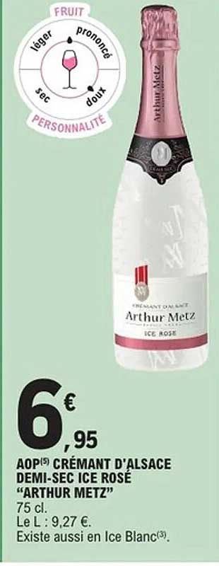 AOP(5) CRÉMANT D'ALSACE DEMI-SEC ICE ROSE "ARTHUR METZ"