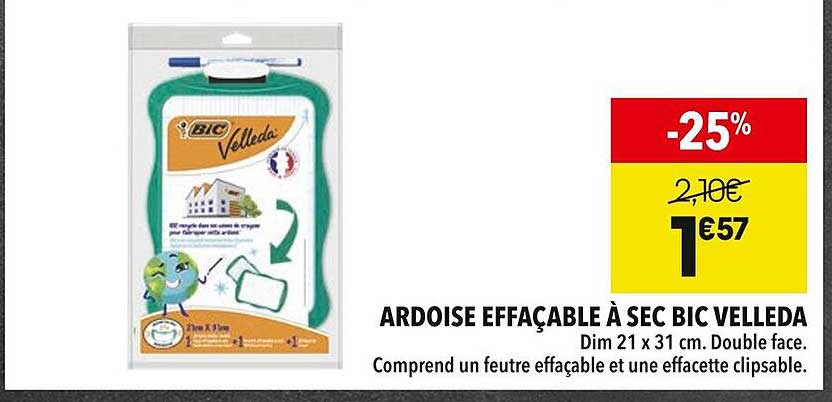 ARDOISE EFFAÇABLE À SEC BIC VELLEDA
