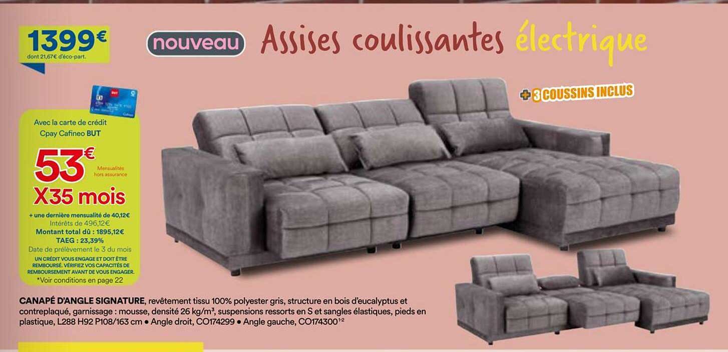 Assises coulissantes électrique + 3 coussins inclus