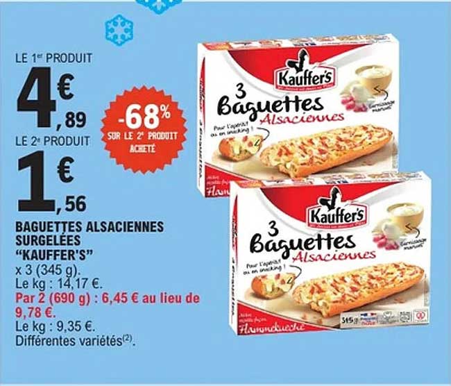 BAGUETTES ALSACIENNES SURGELEES "KAUFFER'S"