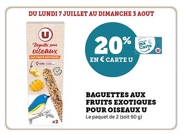 BAGUETTES AUX FRUITS EXOTIQUES POUR OISEAUX U