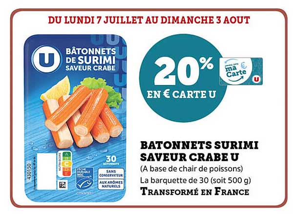 BÂTONNETS SURIMI SAVEUR CRABE U