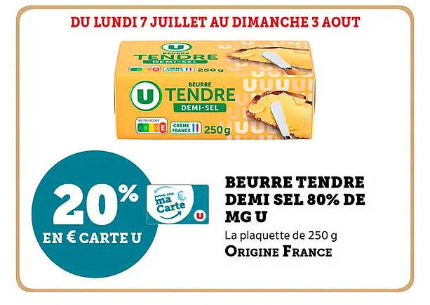 BEURRE TENDRE DEMI SEL 80% DE MG U