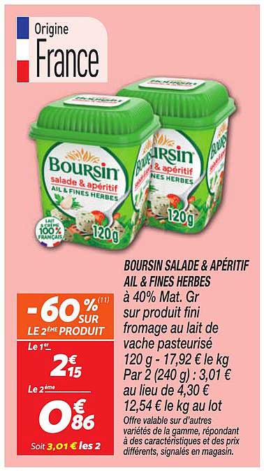 BOURSIN SALADE & APÉRITIF AIL & FINES HERBES