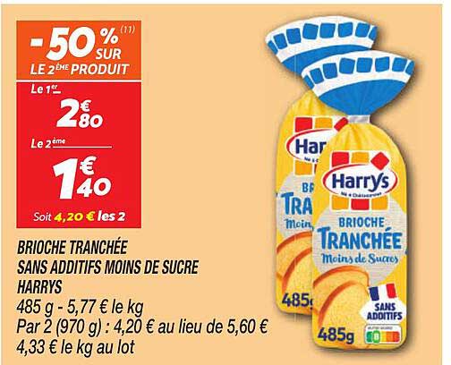 BRIOCHE TRANCHÉE SANS ADDITIFS MOINS DE SUCRE HARRYS