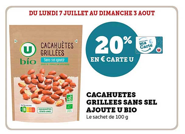 CACAHUÈTES GRILLÉES SANS SEL AJOUTÉ U BIO