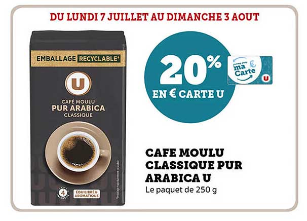 CAFE MOULU CLASSIQUE PUR ARABICA U