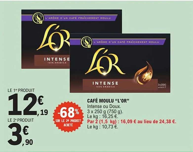 CAFÉ MOULU "L'OR" Intense ou Doux