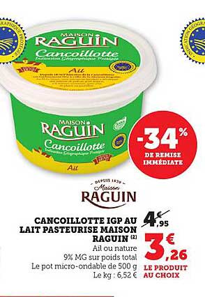 Cancoillotte IGP au lait pasteurisé Maison Raguin